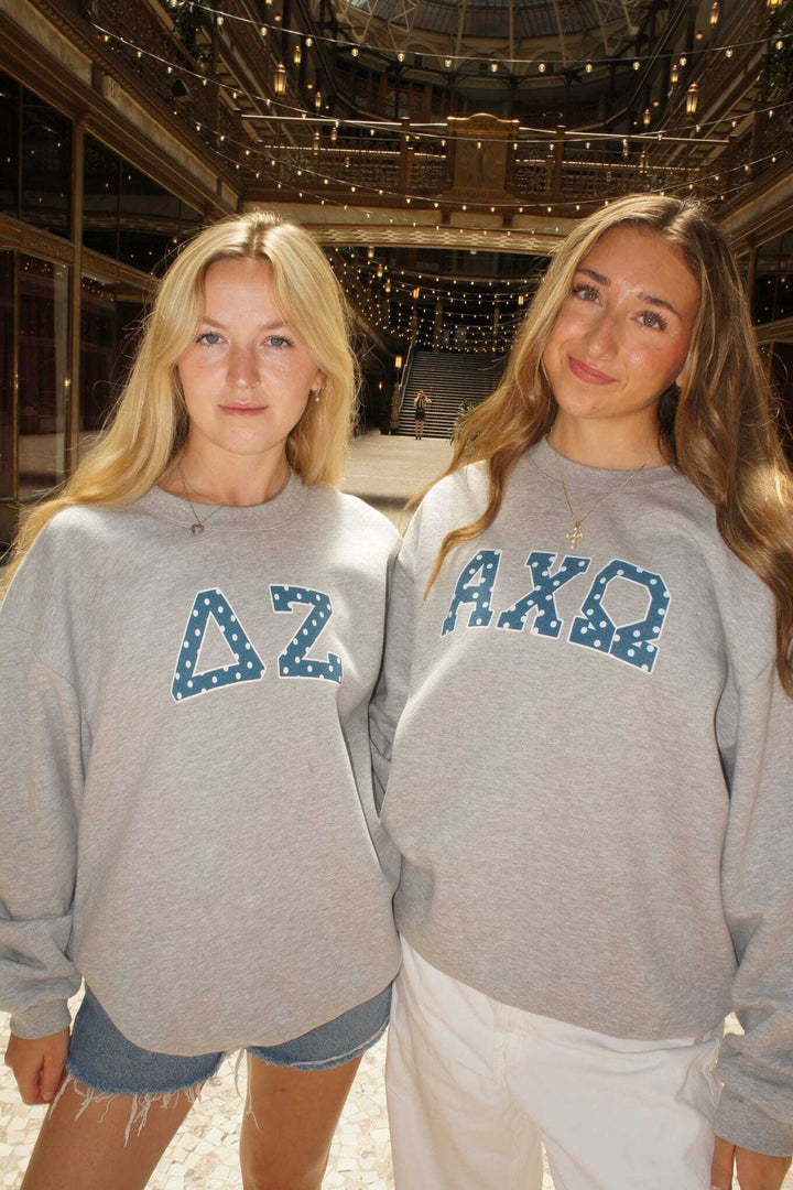 Polka Dot Greek Letter Printed Sorority Crewneck - 2XL - 3XL