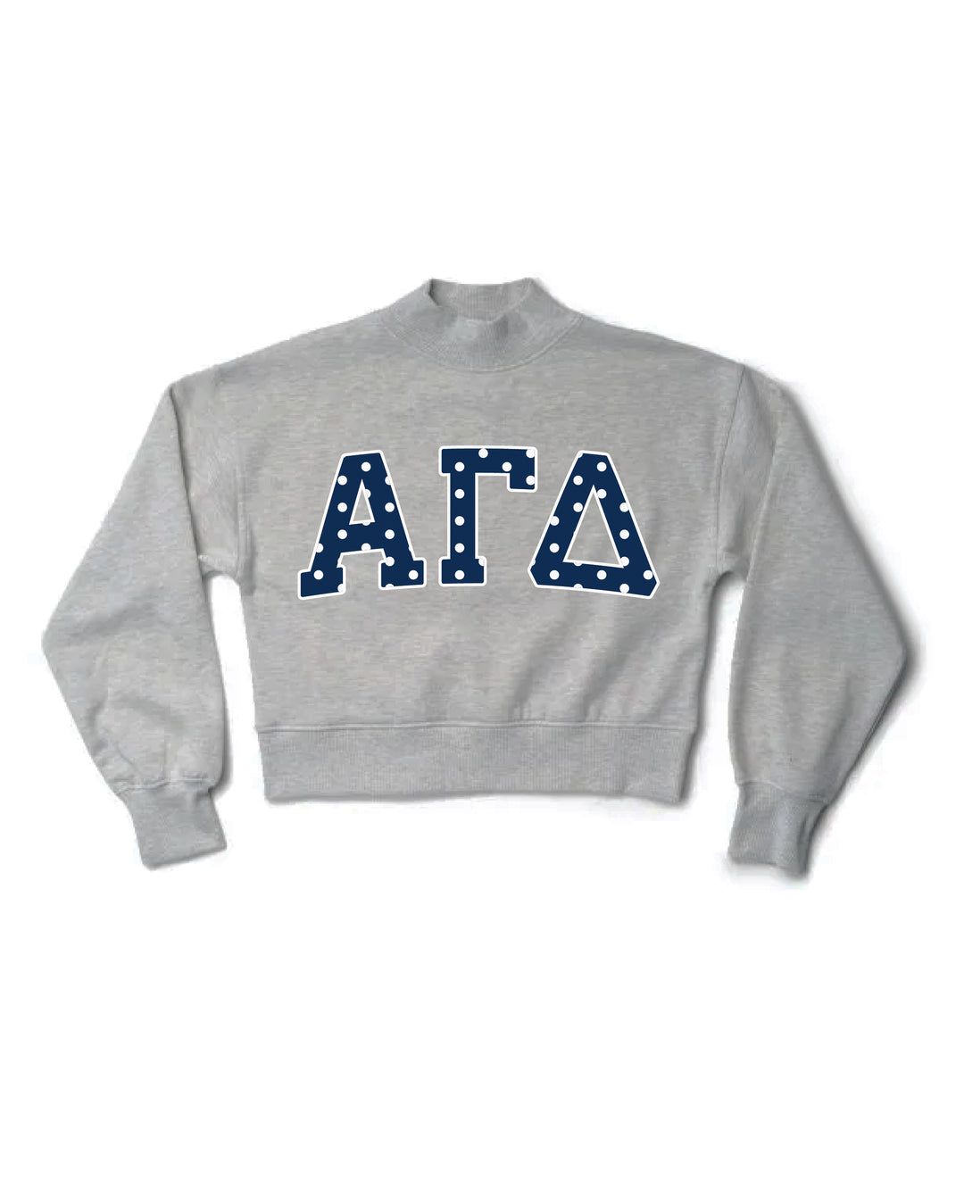 Polka Dot Heather Grey Sorority Mock Neck Crewneck