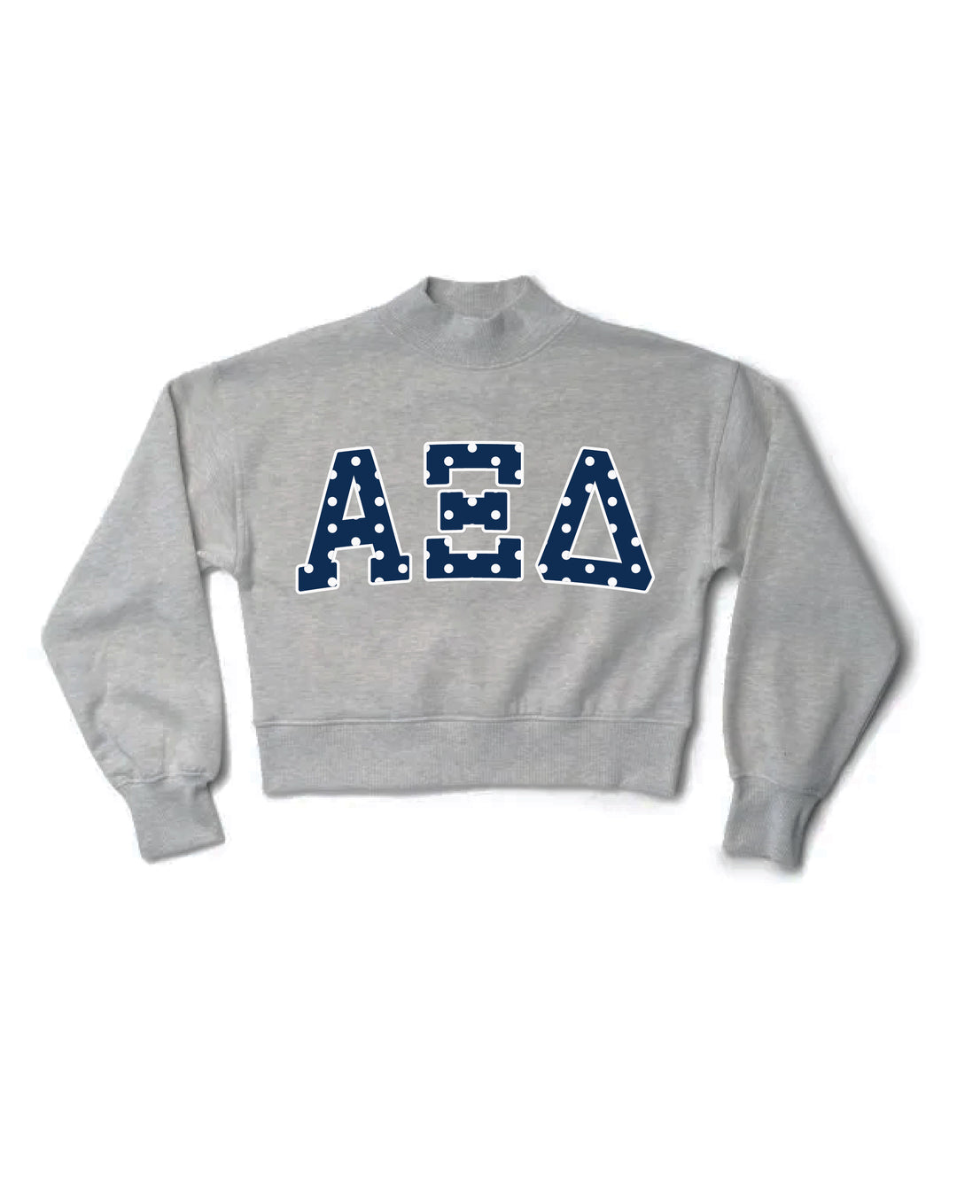 Polka Dot Heather Grey Sorority Mock Neck Crewneck