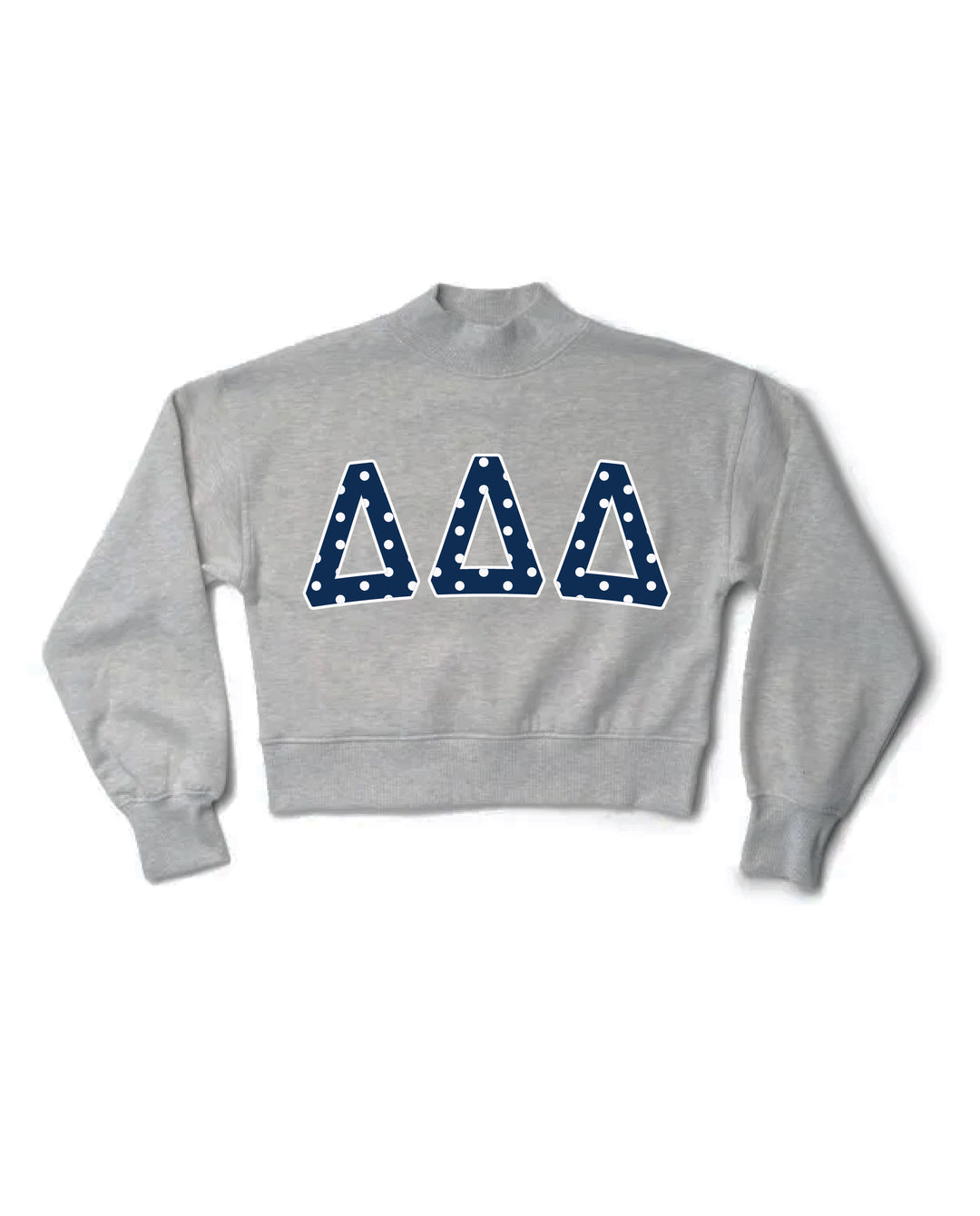 Polka Dot Heather Grey Sorority Mock Neck Crewneck
