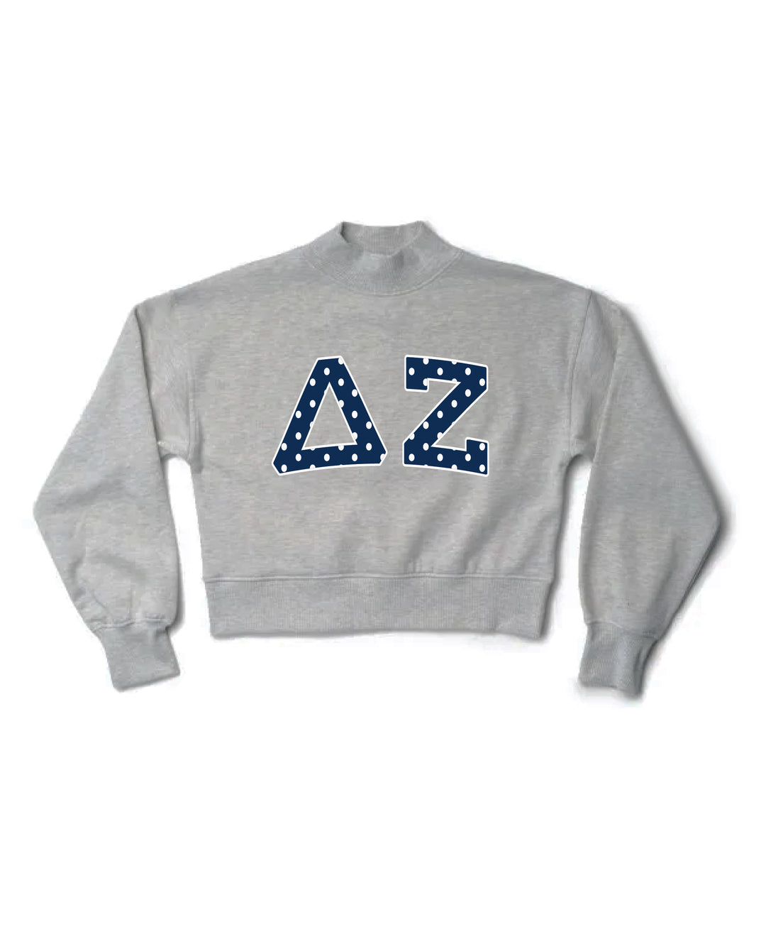 Polka Dot Heather Grey Sorority Mock Neck Crewneck