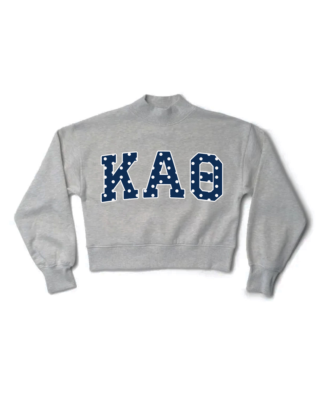 Polka Dot Heather Grey Sorority Mock Neck Crewneck