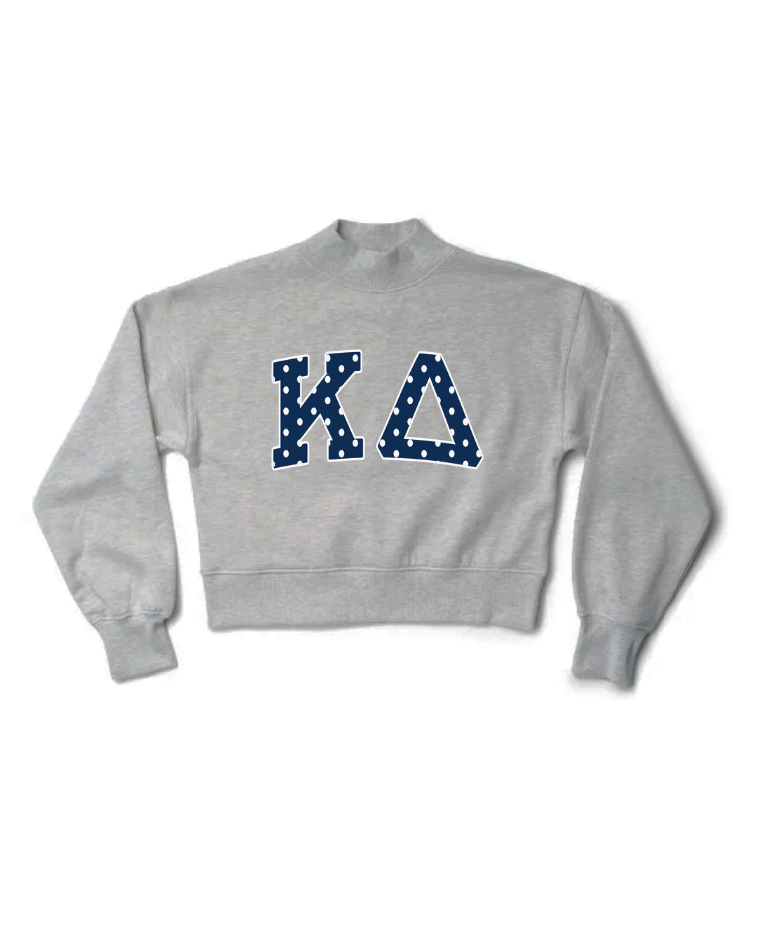 Polka Dot Heather Grey Sorority Mock Neck Crewneck