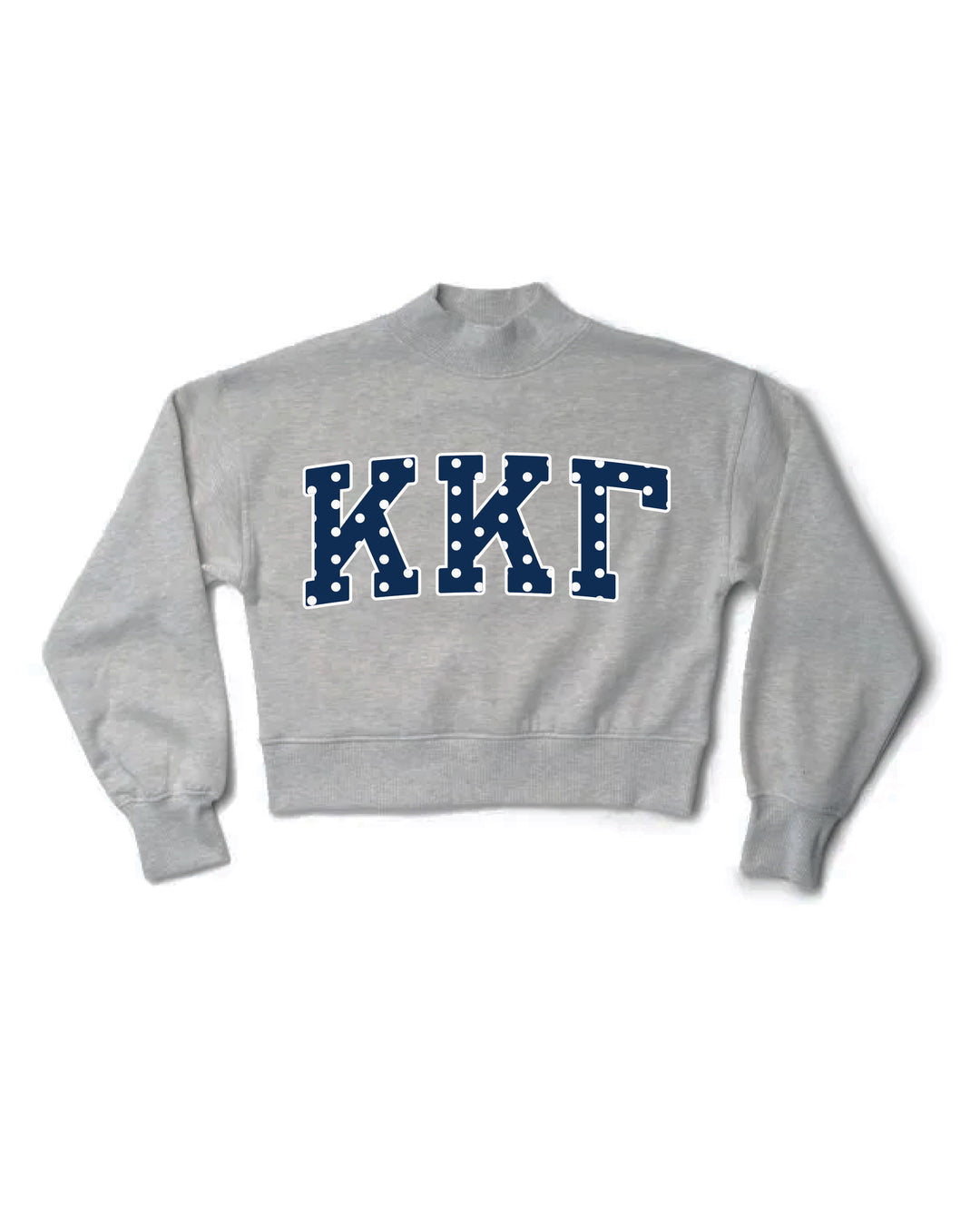 Polka Dot Heather Grey Sorority Mock Neck Crewneck