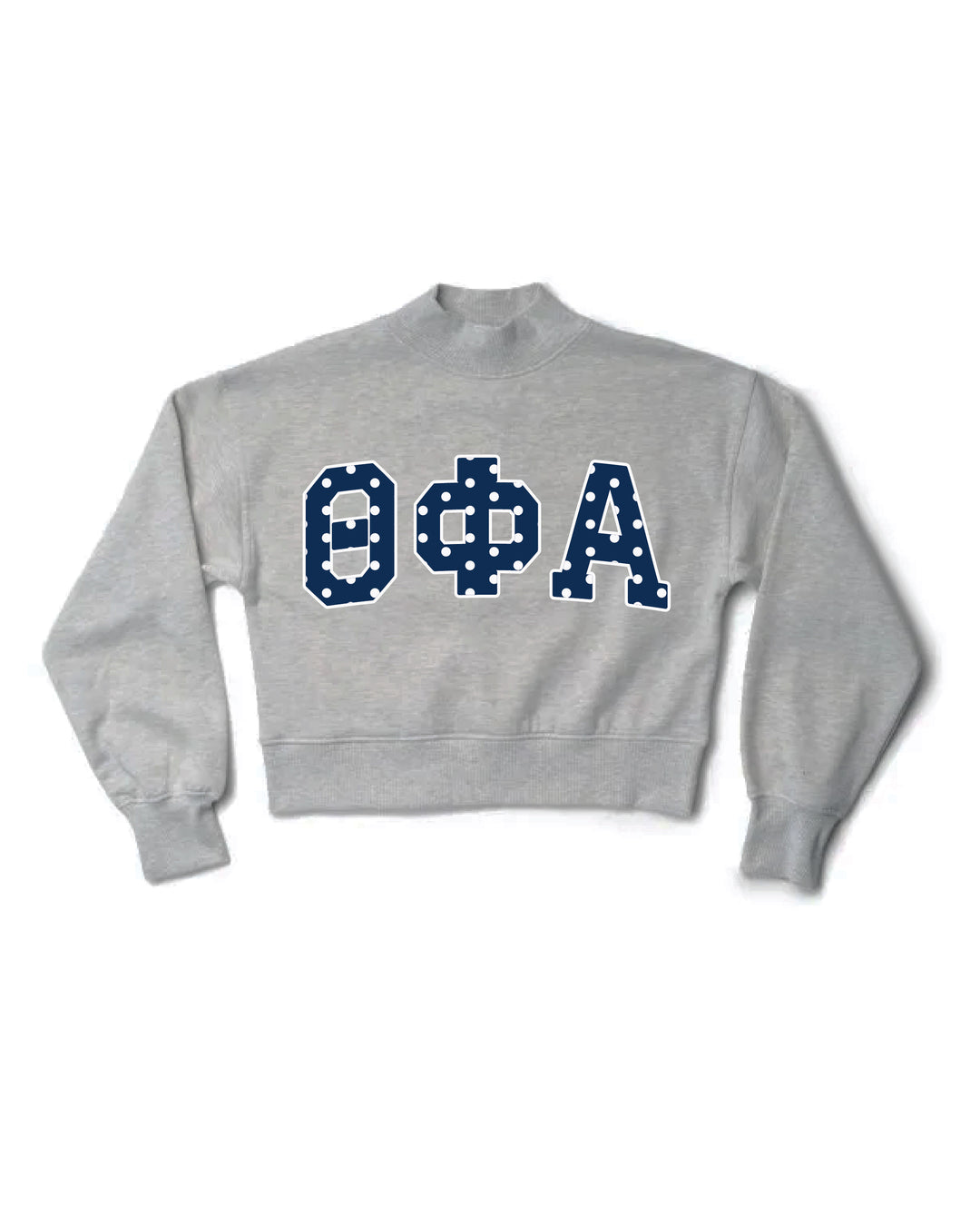 Polka Dot Heather Grey Sorority Mock Neck Crewneck