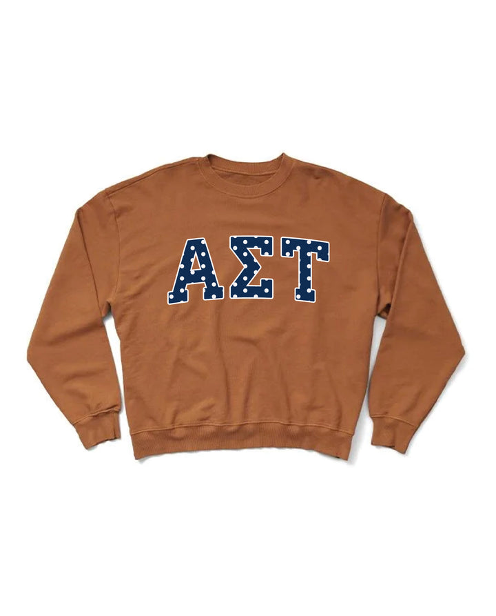 Polka Dot Caffeine Light Weight Sorority Crewneck