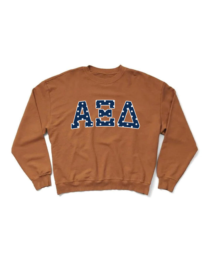 Polka Dot Caffeine Light Weight Sorority Crewneck