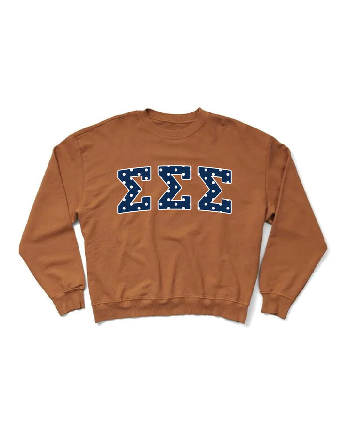 Polka Dot Caffeine Light Weight Sorority Crewneck