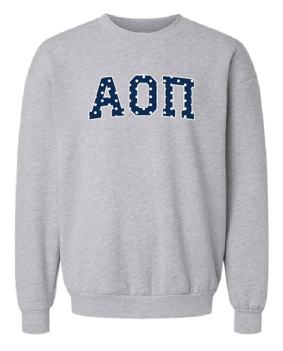Polka Dot Greek Letter Printed Sorority Crewneck - 2XL - 3XL