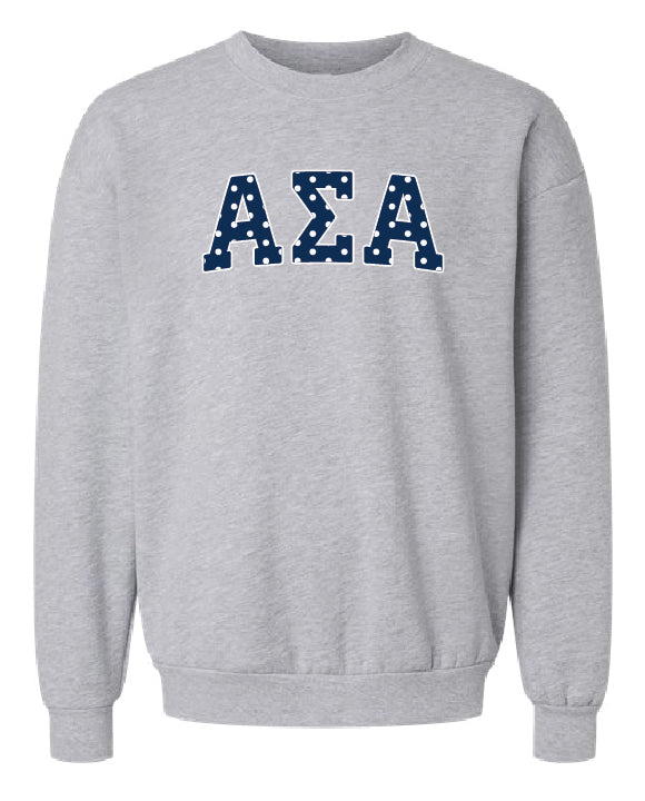 Polka Dot Greek Letter Printed Sorority Crewneck - 2XL - 3XL