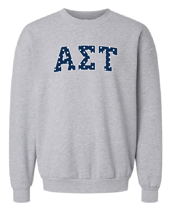 Polka Dot Greek Letter Printed Sorority Crewneck - 2XL - 3XL