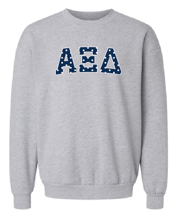 Polka Dot Greek Letter Printed Sorority Crewneck - 2XL - 3XL