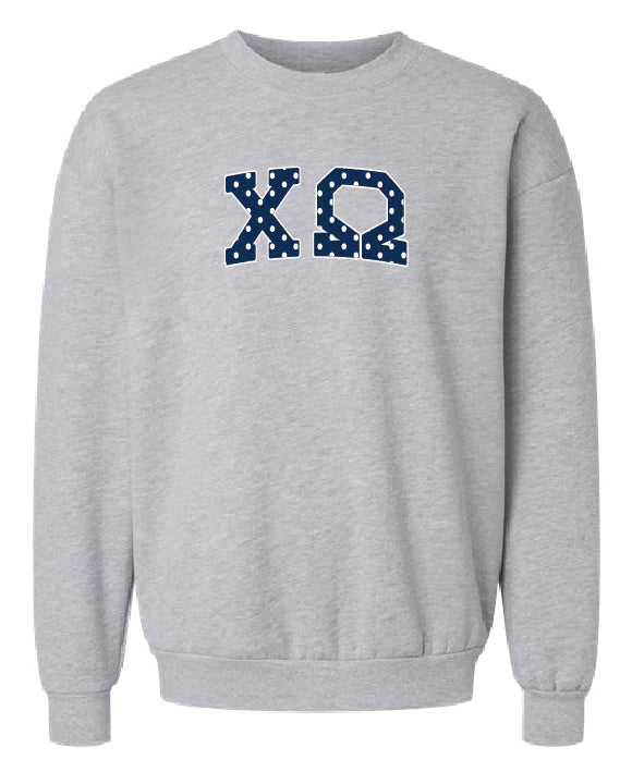 Polka Dot Greek Letter Printed Sorority Crewneck - 2XL - 3XL