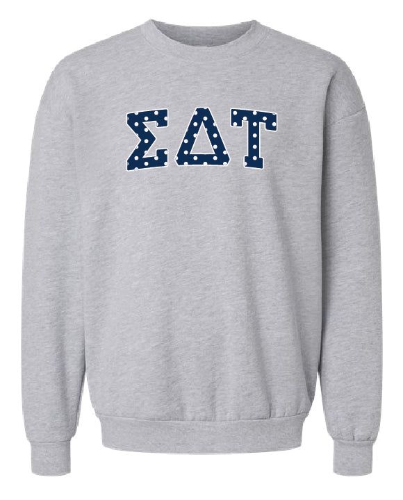 Polka Dot Greek Letter Printed Sorority Crewneck - 2XL - 3XL