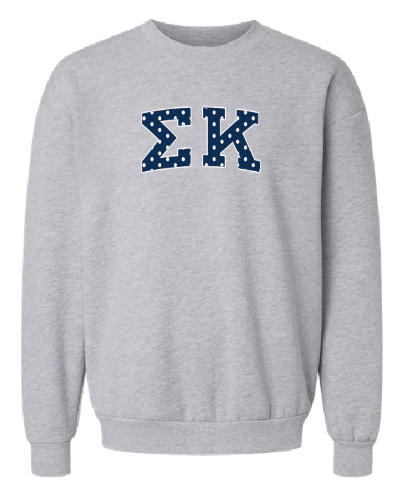 Polka Dot Greek Letter Printed Sorority Crewneck - 2XL - 3XL