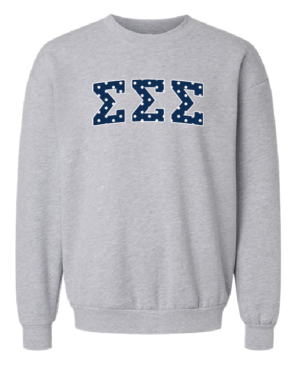 Polka Dot Greek Letter Printed Sorority Crewneck - 2XL - 3XL