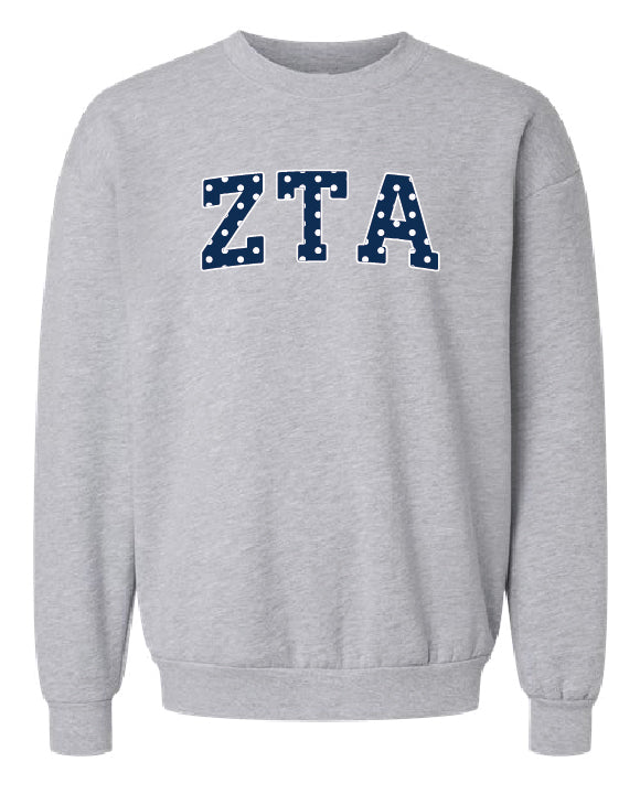 Polka Dot Greek Letter Printed Sorority Crewneck - 2XL - 3XL