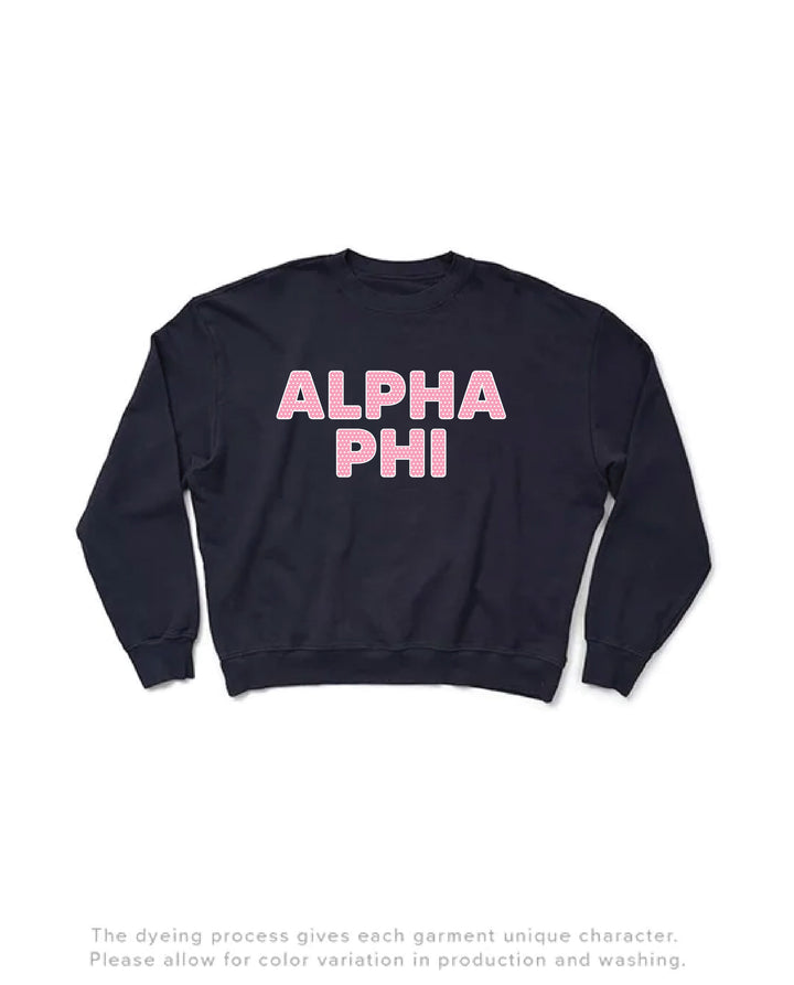Polka Dot Midnight Sky Light Weight Sorority Crewneck