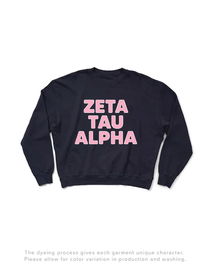 Polka Dot Midnight Sky Light Weight Sorority Crewneck
