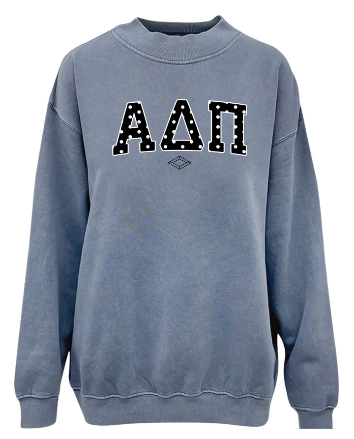 Polka Dot Mock Neck Full-Length Sorority Crewneck