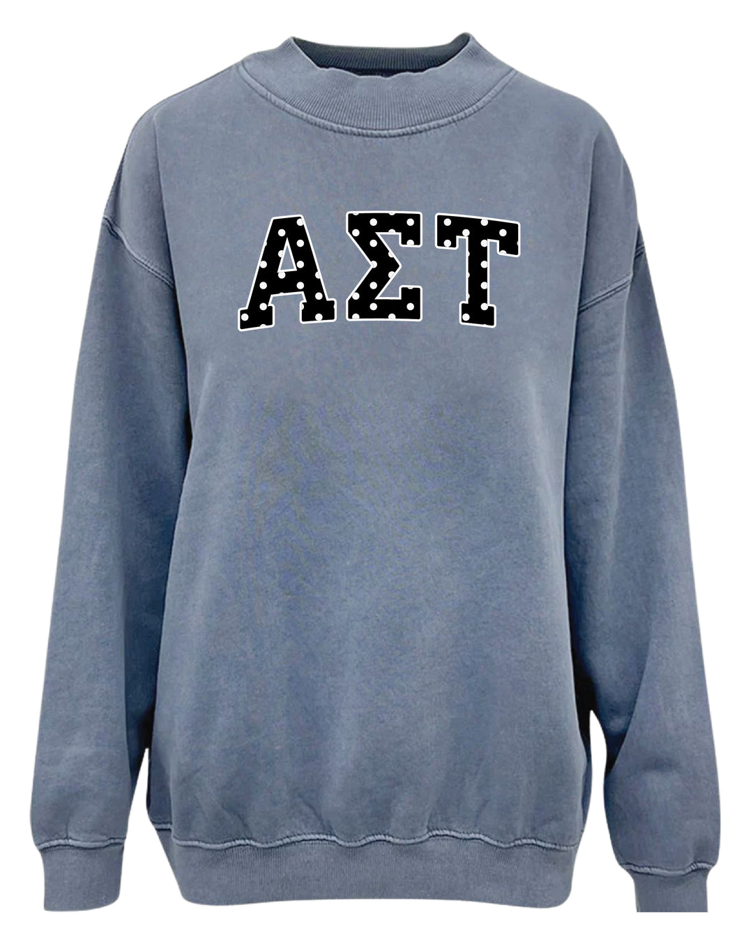 Polka Dot Mock Neck Full-Length Sorority Crewneck