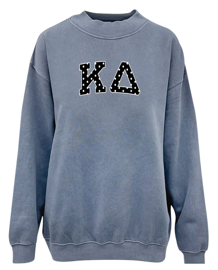 Polka Dot Mock Neck Full-Length Sorority Crewneck