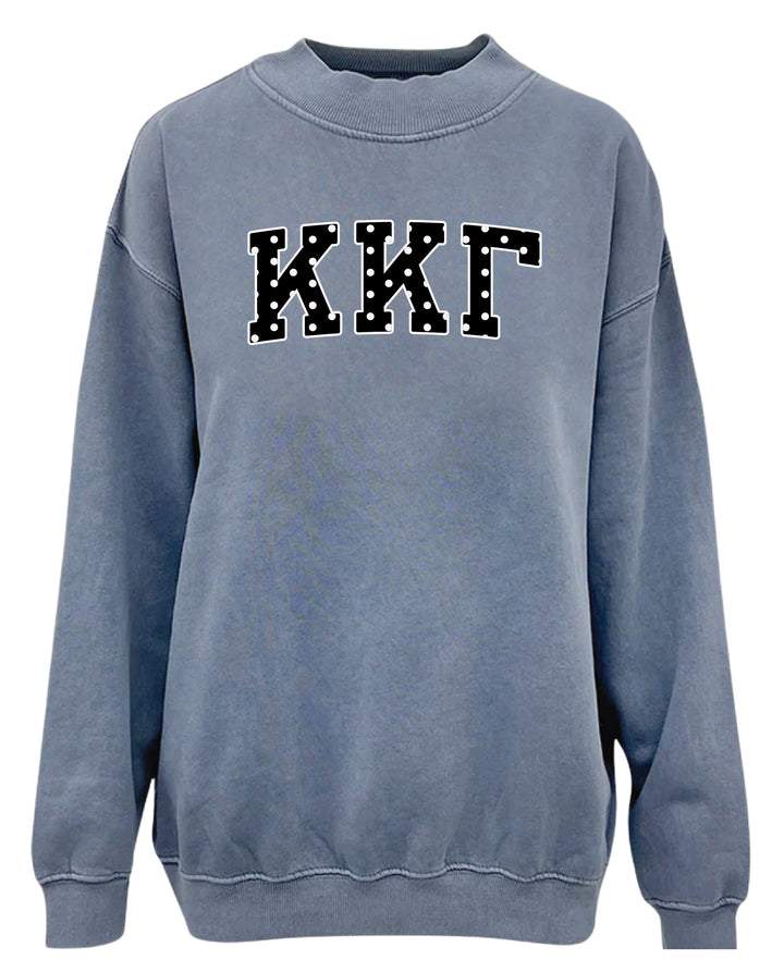 Polka Dot Mock Neck Full-Length Sorority Crewneck