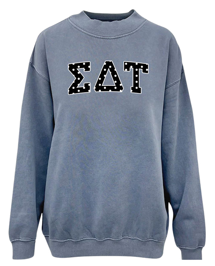 Polka Dot Mock Neck Full-Length Sorority Crewneck