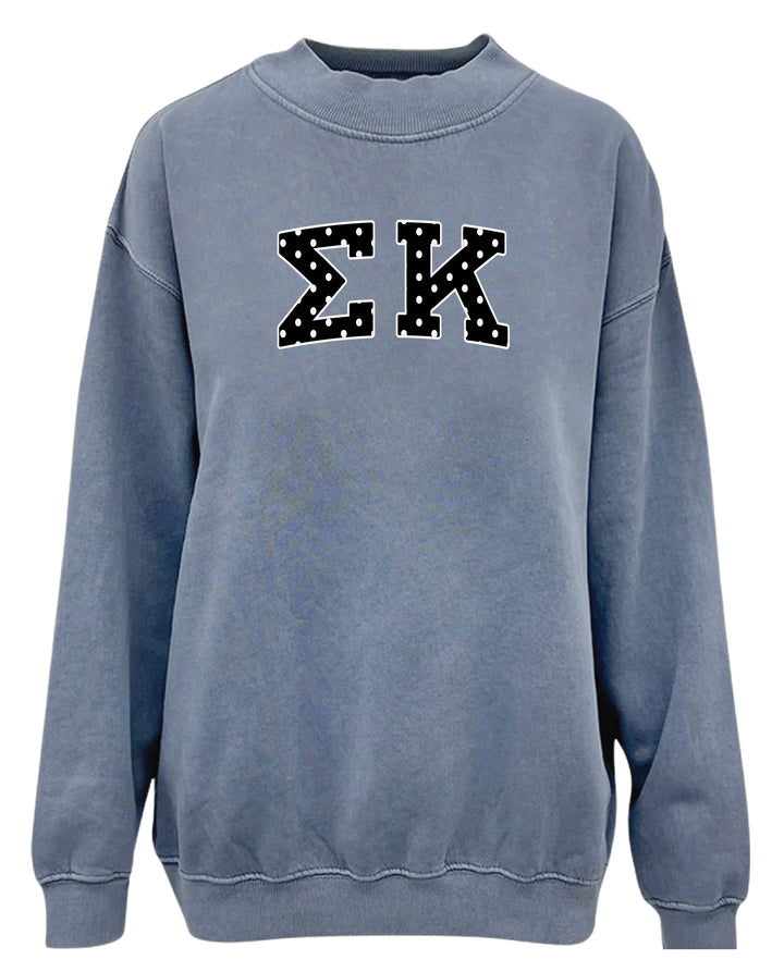 Polka Dot Mock Neck Full-Length Sorority Crewneck