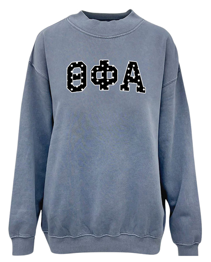 Polka Dot Mock Neck Full-Length Sorority Crewneck