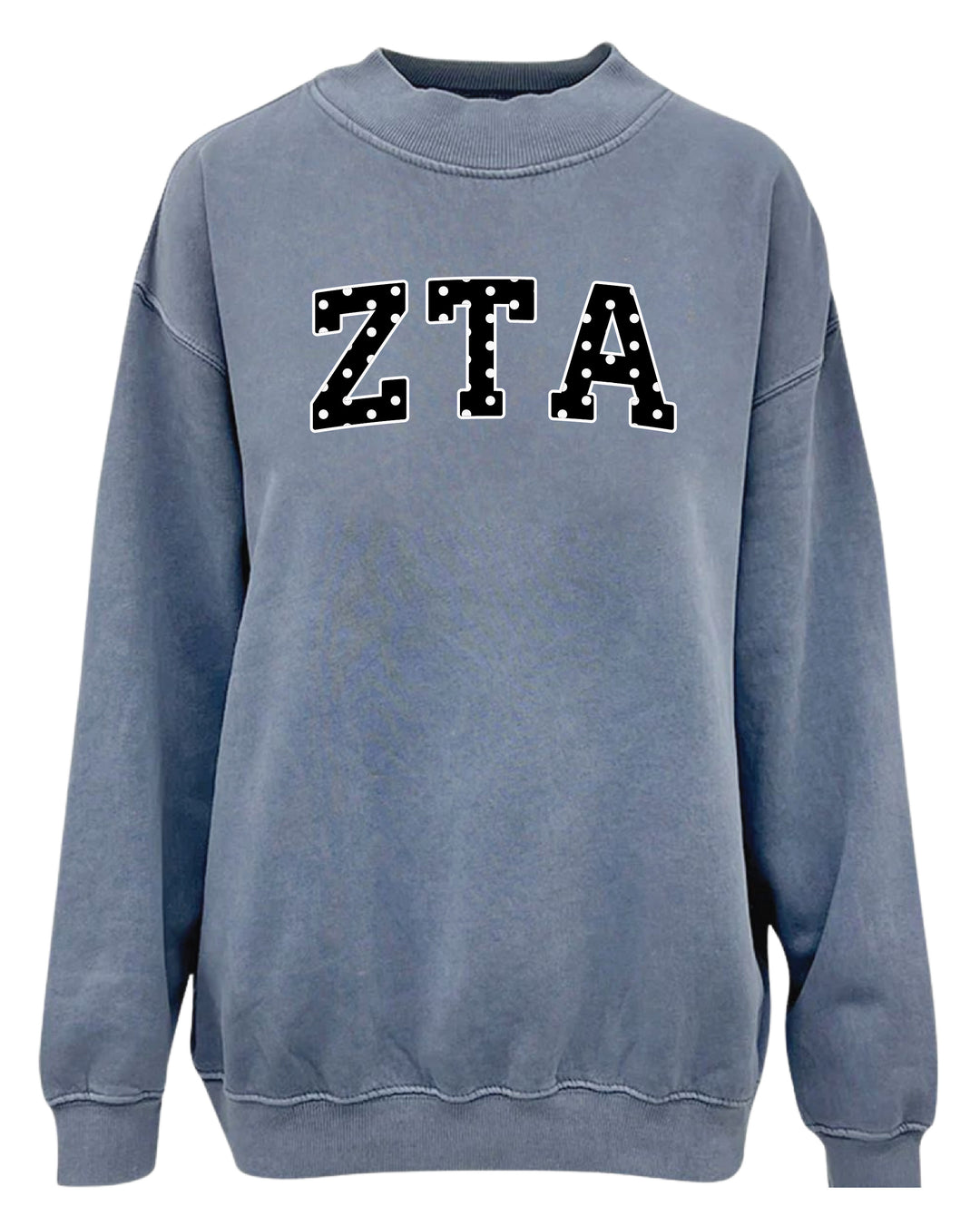 Polka Dot Mock Neck Full-Length Sorority Crewneck