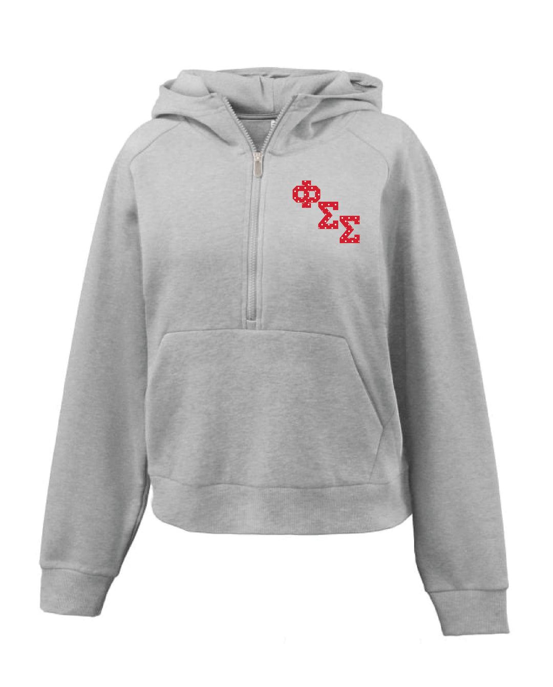 Polka Dot Embroidered 1/4 Zip Hoodie