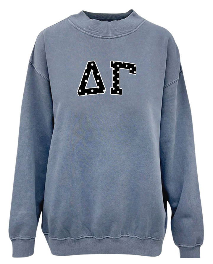 Polka Dot Mock Neck Full-Length Sorority Crewneck