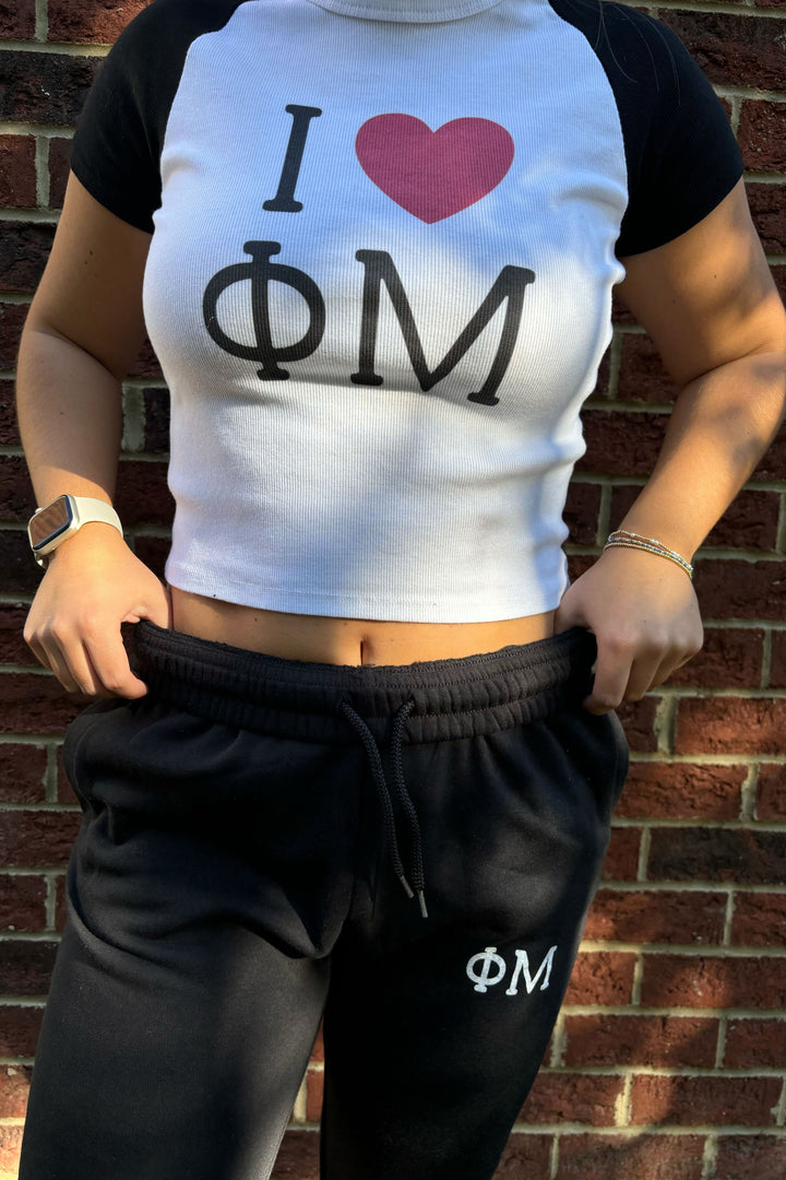 Black Greek Letter Matching Set Joggers