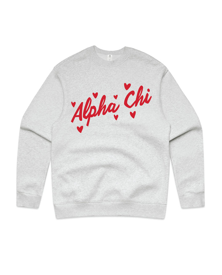 Heart Doodles White Heather Sorority Crewneck
