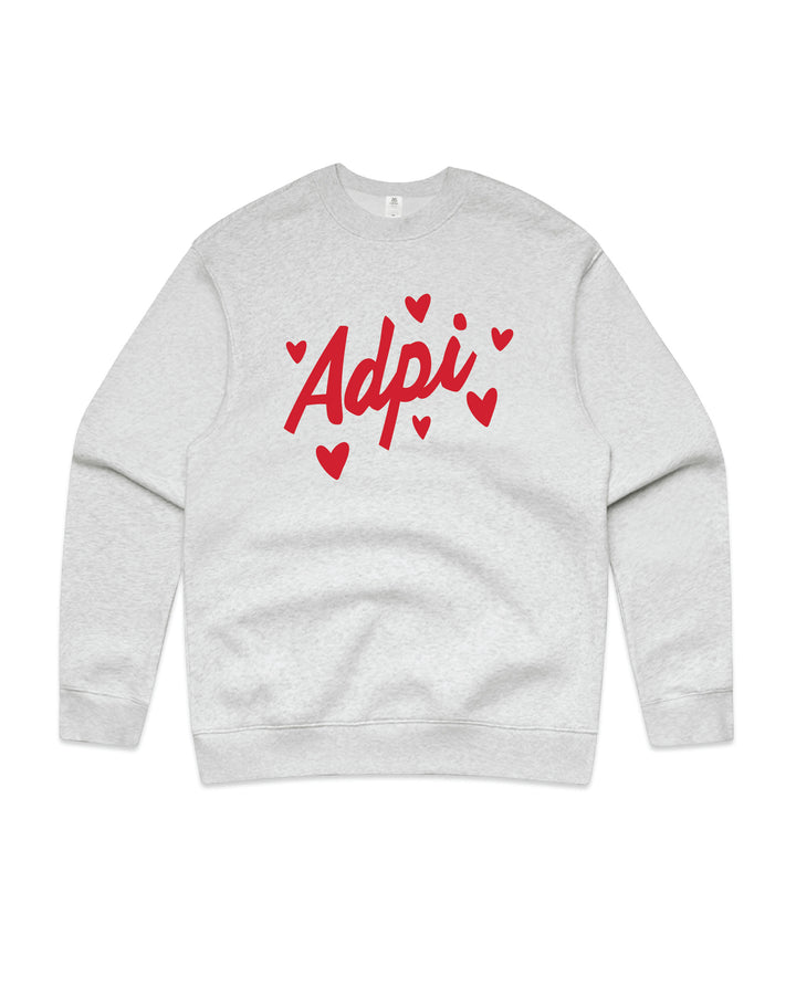 Heart Doodles White Heather Sorority Crewneck