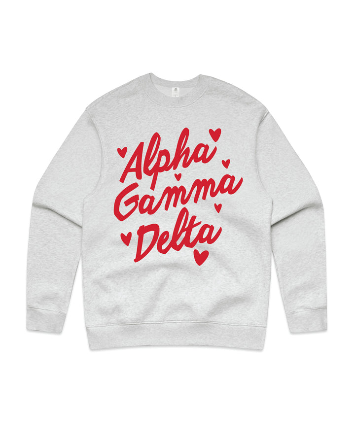 Heart Doodles White Heather Sorority Crewneck