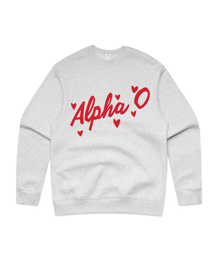 Heart Doodles White Heather Sorority Crewneck