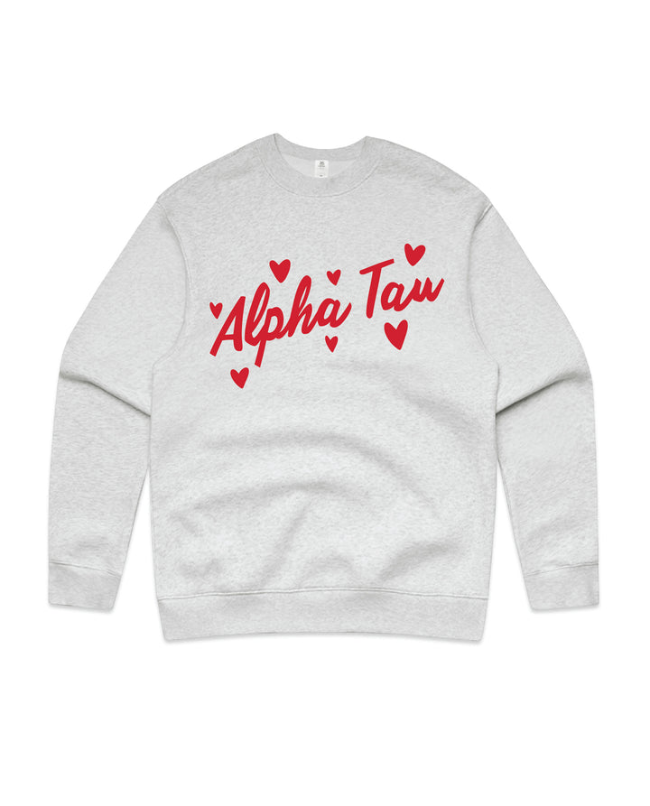 Heart Doodles White Heather Sorority Crewneck
