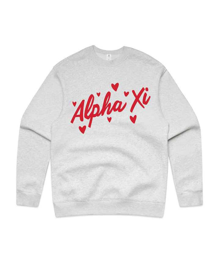 Heart Doodles White Heather Sorority Crewneck