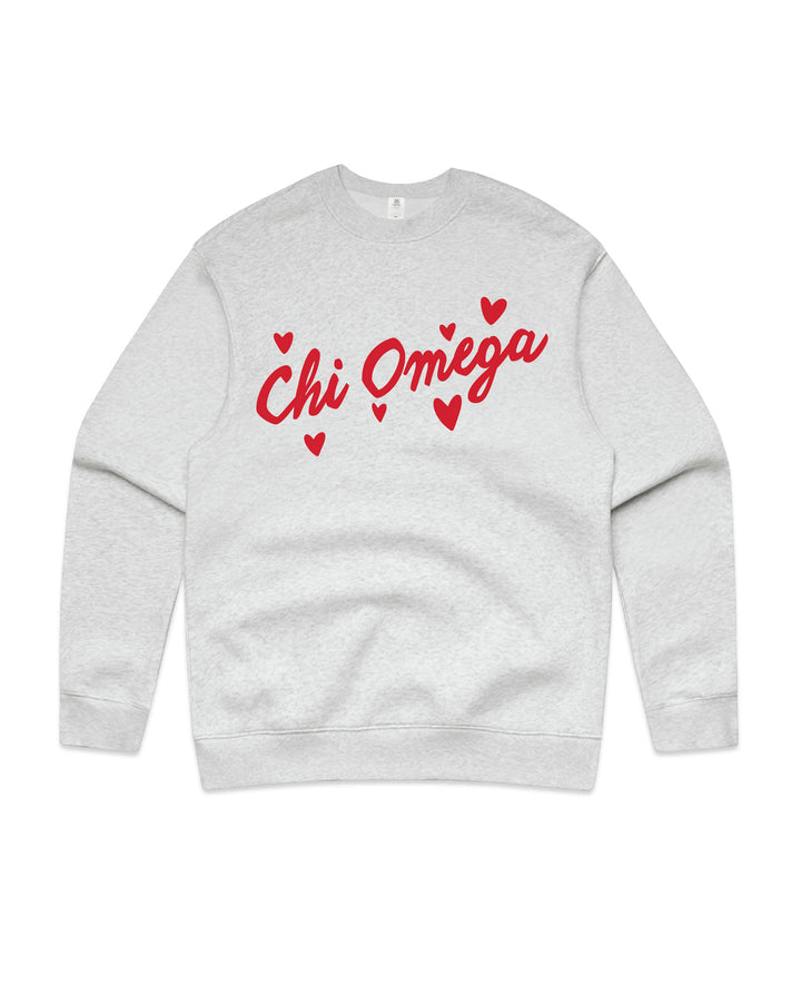 Heart Doodles White Heather Sorority Crewneck