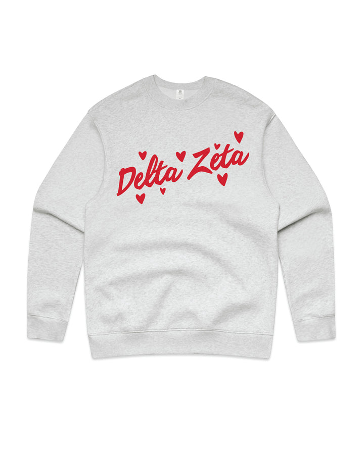 Heart Doodles White Heather Sorority Crewneck