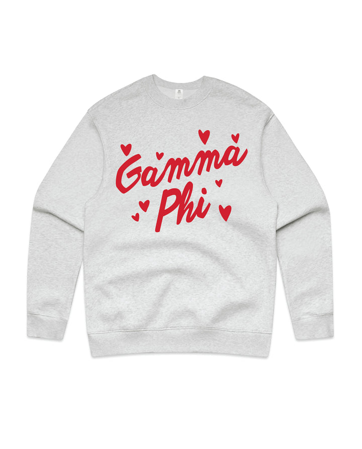 Heart Doodles White Heather Sorority Crewneck