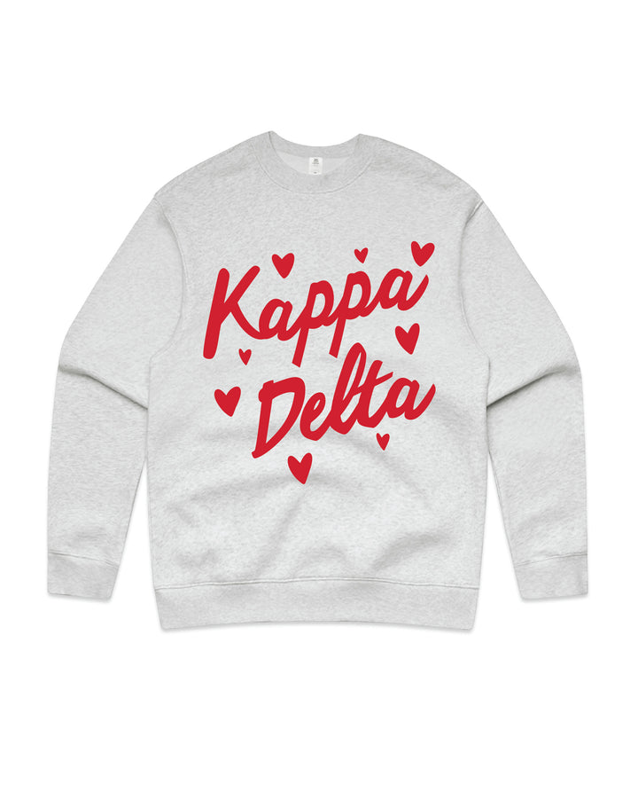 Heart Doodles White Heather Sorority Crewneck
