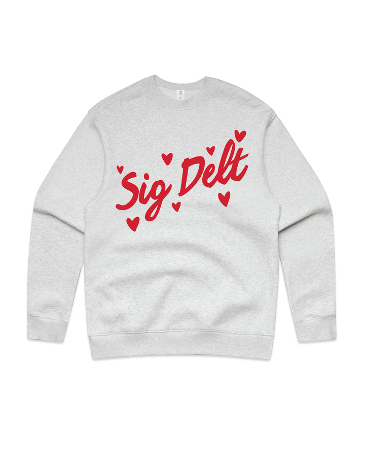 Heart Doodles White Heather Sorority Crewneck