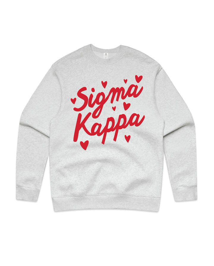Heart Doodles White Heather Sorority Crewneck