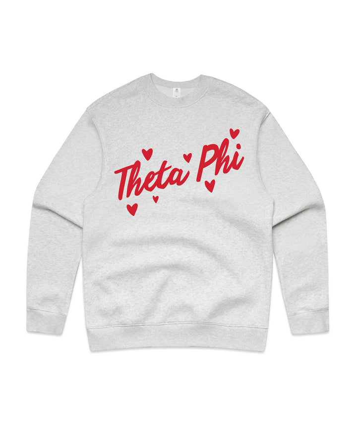 Heart Doodles White Heather Sorority Crewneck