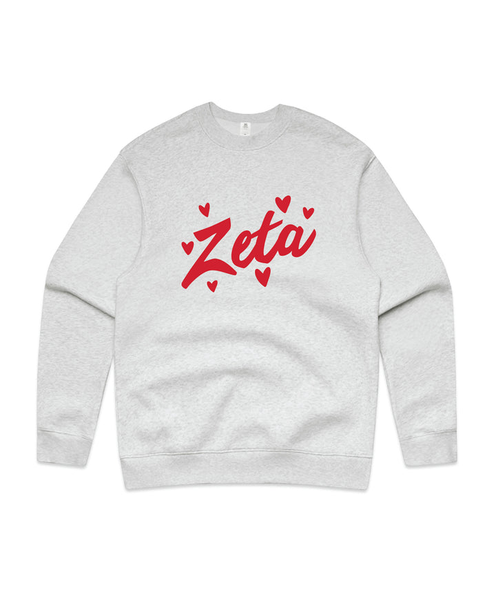 Heart Doodles White Heather Sorority Crewneck
