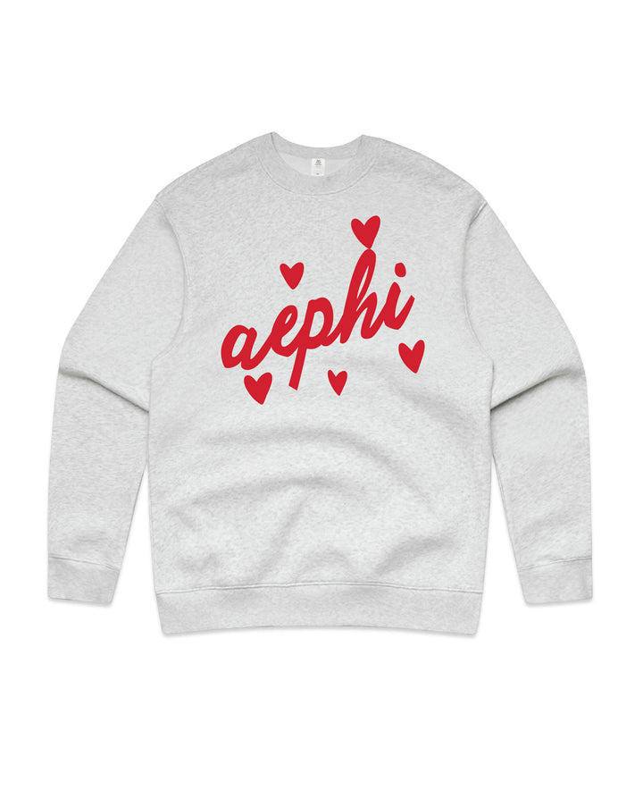 Heart Doodles White Heather Sorority Crewneck