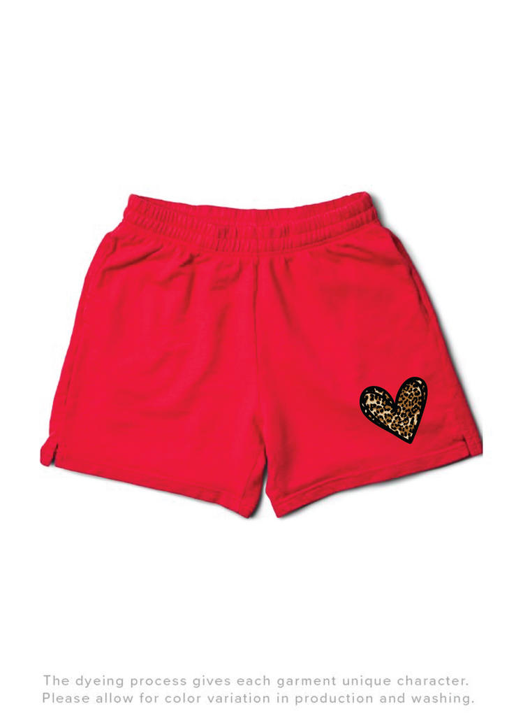 Red Cheetah Heart Light Weight Shorts